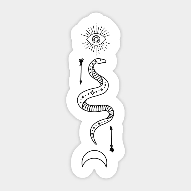 Snake Occultism Symbol Gothic Wicca Sticker by Foxxy Merch